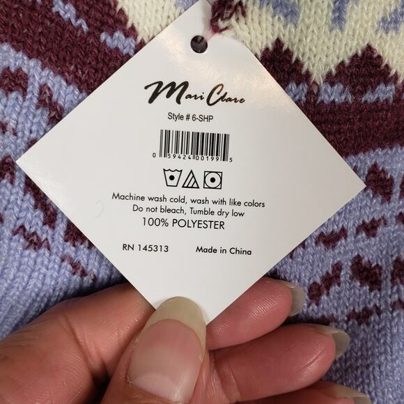 NWT Mari Clare Sherpa Lined Knit Winter Reindeer Design No-Slip Slipper Socks - Picture 5 of 6